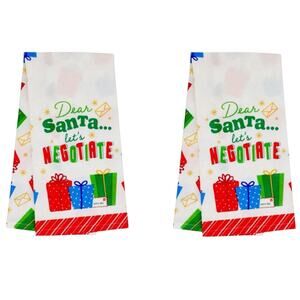 Christmas Flour Sack Towel 15"x25" 100% Cotton “Dear Santa Let’s Negotiate” 2 PC
